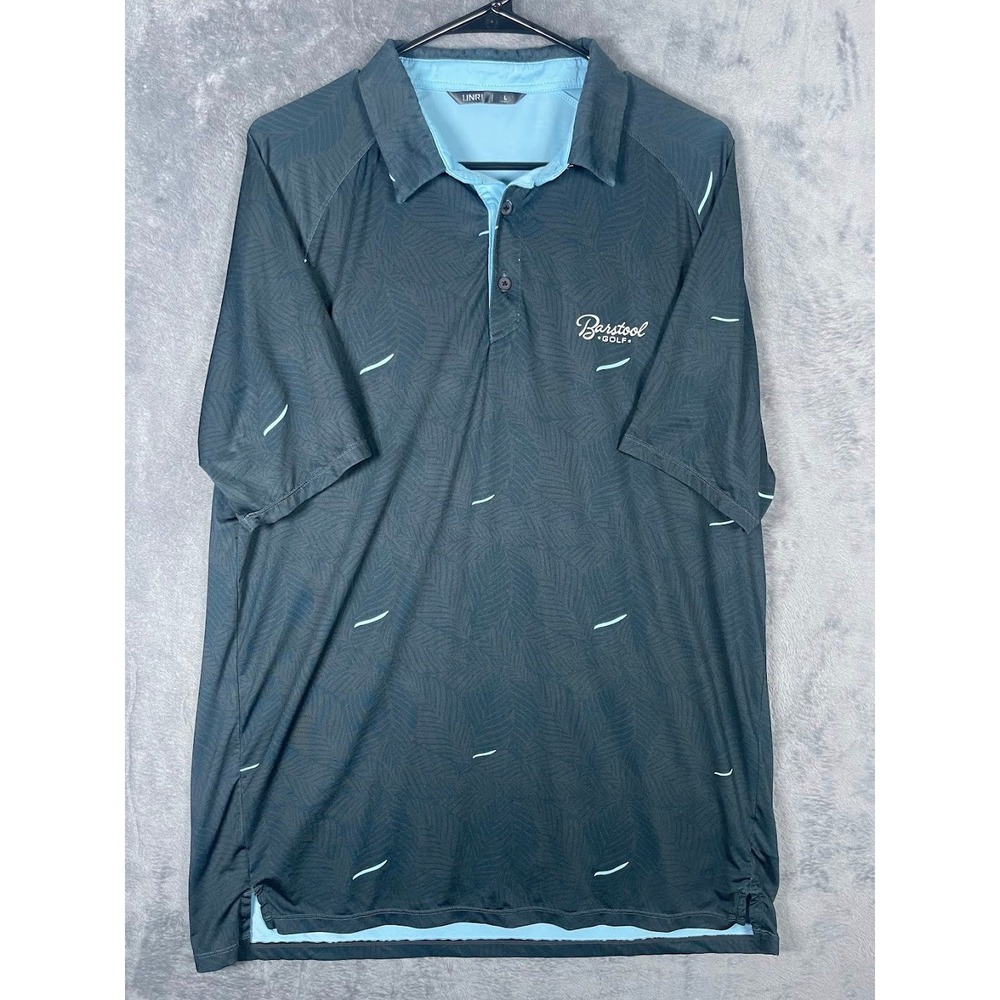 UNRL Barstool Golf Polo Shirt Mens Large Grey Palm Print Short Sleeve